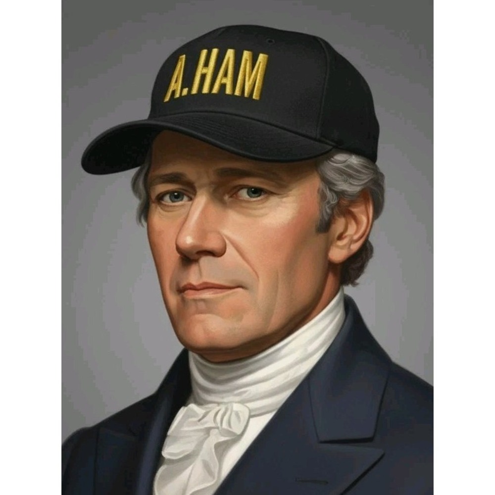 Hamilton An American Musical A. HAM Snapback Hat Black‎ Gold Embroidery Baseball